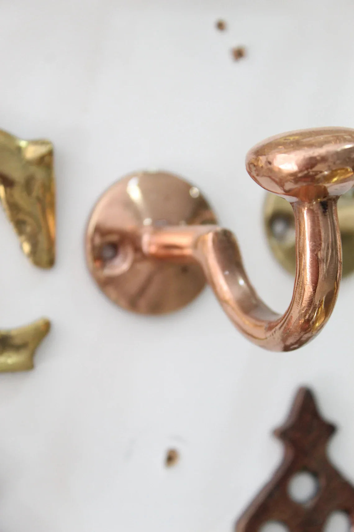 Rustic Wall Mounted Brass Hooks for Bathroom and Coat Hanging