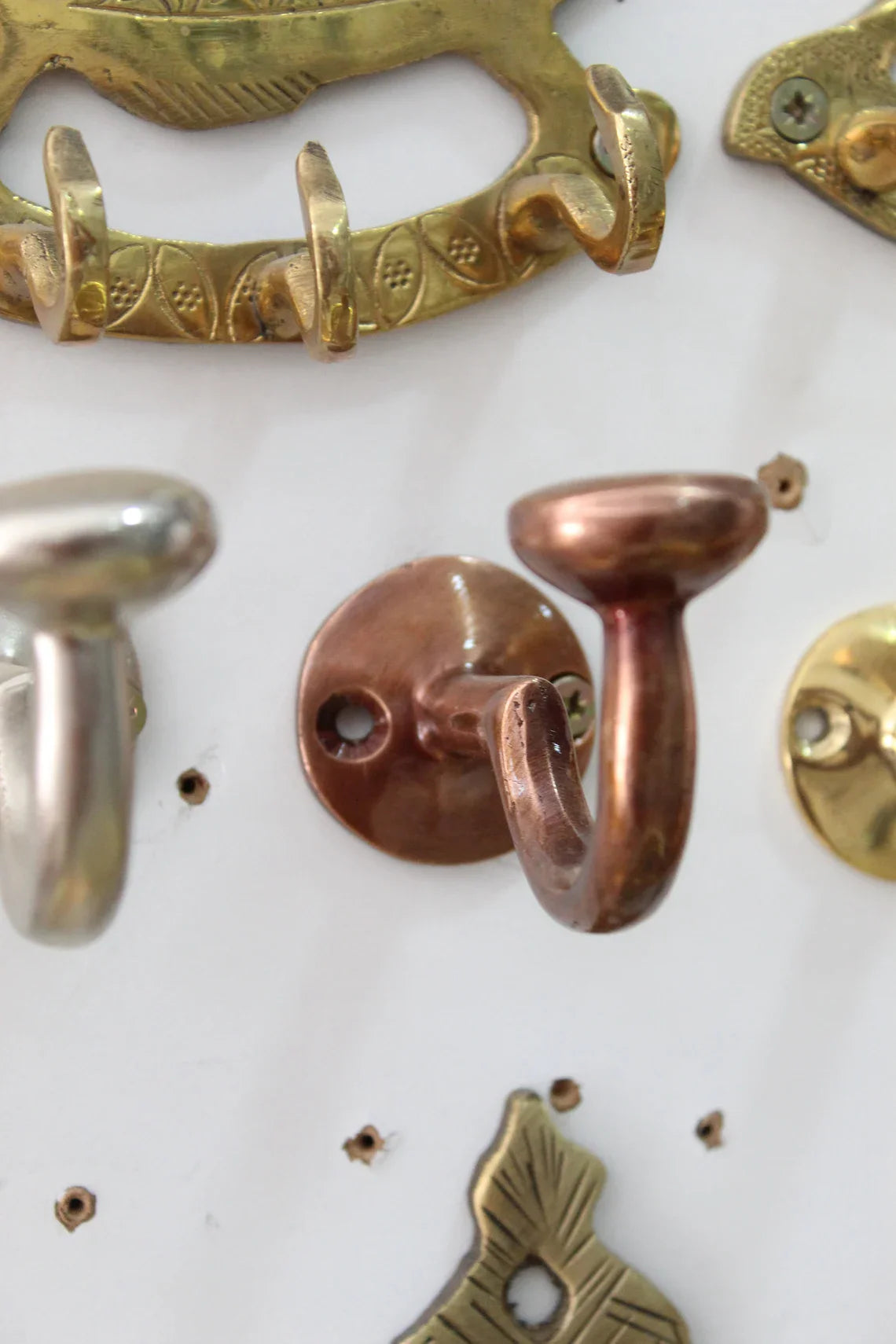 Rustic Wall Mounted Brass Hooks for Bathroom and Coat Hanging