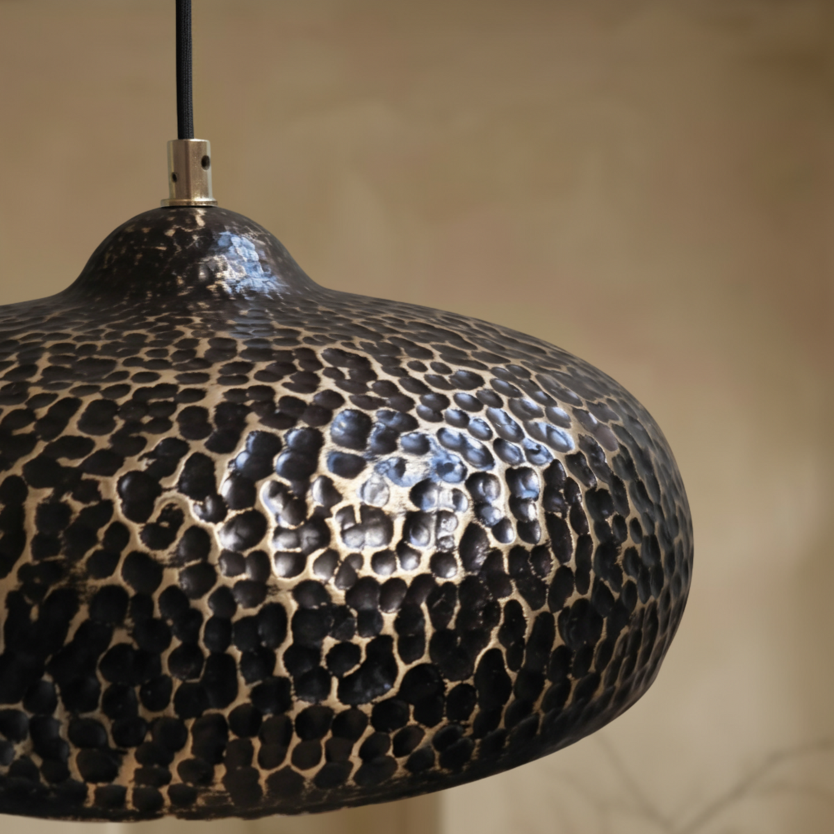 Hammered Brass Pendant Light – Dome Ceiling Fixture for Kitchen & Dining Spaces