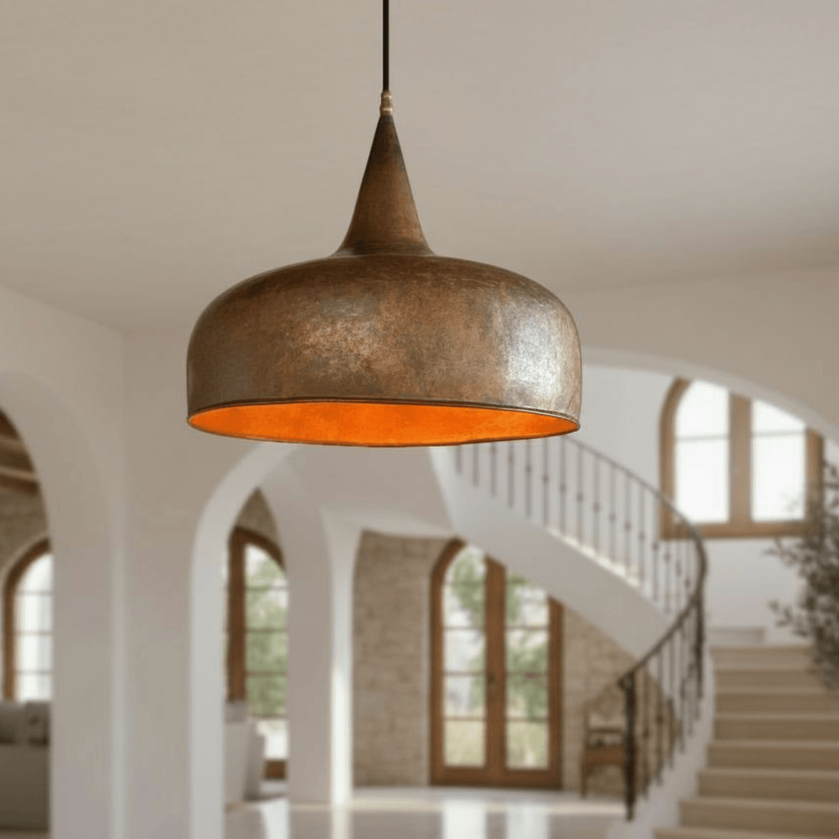 Aged Copper Dome Pendant – Vintage Ceiling Light for Kitchen Interiors - handcrafted luxury for kitchen and bathroom interiors by Brooklyn Brass