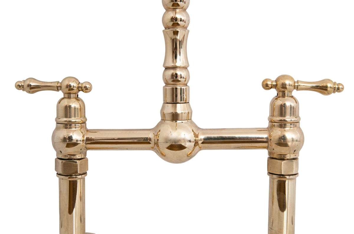 Antique Brass Bridge Kitchen Faucet - Solid Brass Vintage Tap - handcrafted luxury Kitchen Faucets for kitchen and bathroom interiors by Brooklyn Brass