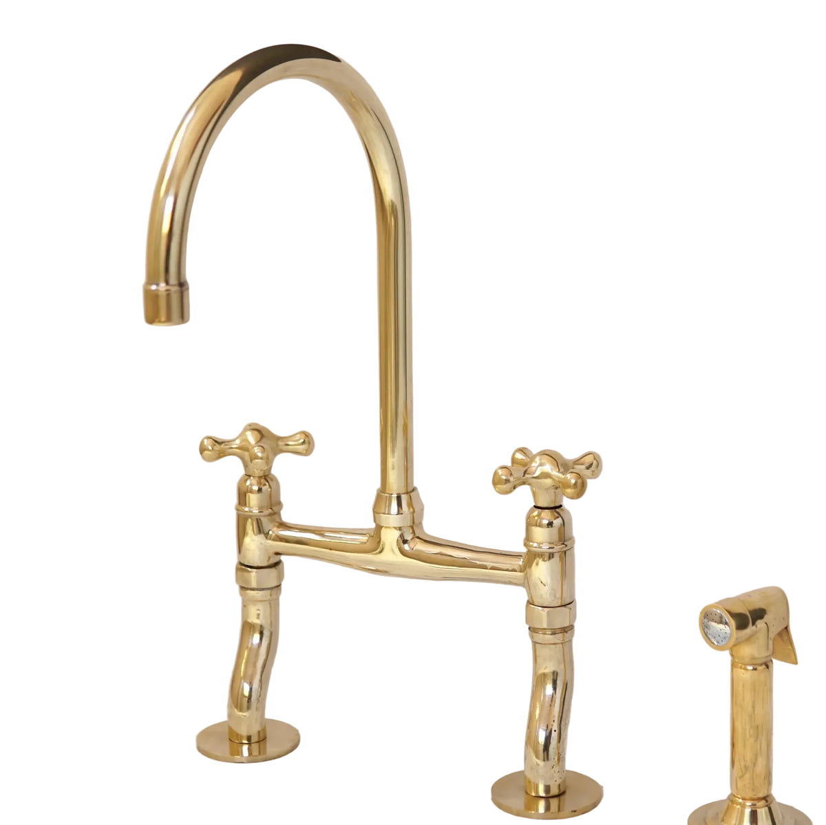 Antique Brass Bridge Kitchen Faucet With Curved Legs - Brass Kitchen Tap - handcrafted luxury Kitchen Faucets for kitchen and bathroom interiors by Brooklyn Brass