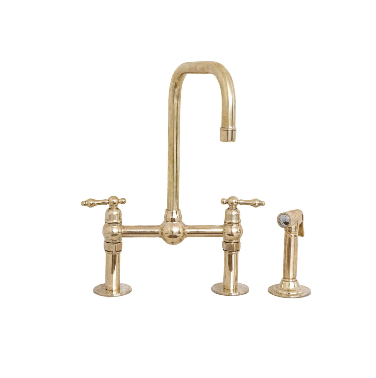 Antique Brass Kitchen Bridge Faucet - handcrafted luxury Kitchen Faucets for kitchen and bathroom interiors by Brooklyn Brass