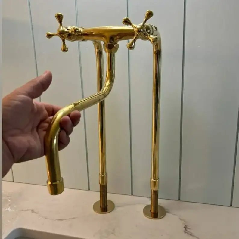 Antique Brass Kitchen Faucet - Unlacquered Brass Faucet - handcrafted luxury Kitchen Faucets for kitchen and bathroom interiors by Brooklyn Brass