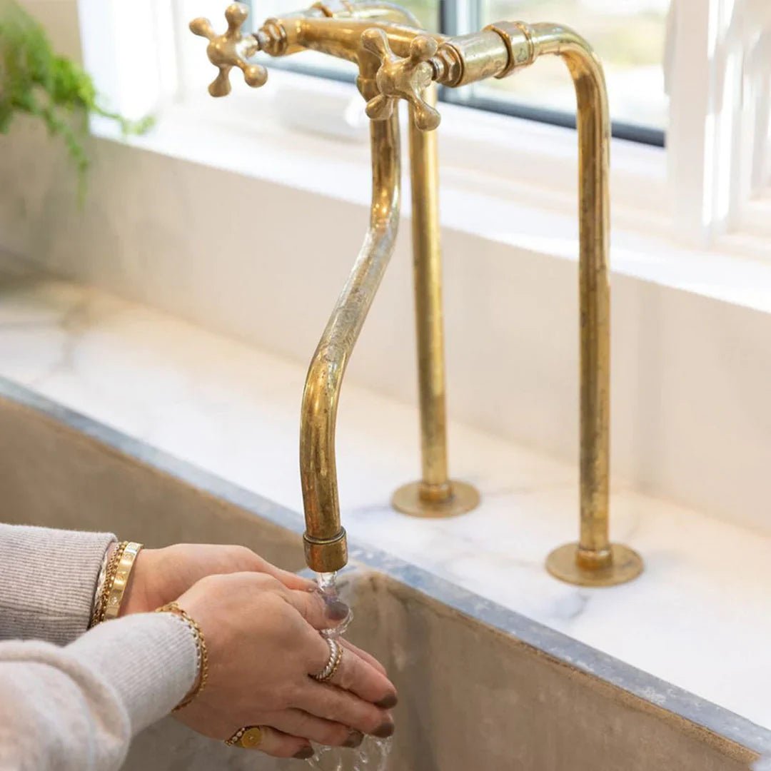 Antique Brass Kitchen Faucet - Unlacquered Brass Faucet - handcrafted luxury Kitchen Faucets for kitchen and bathroom interiors by Brooklyn Brass