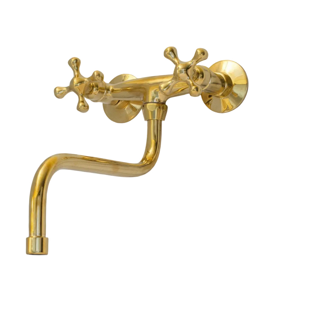 Antique Brass Kitchen Faucet - Wall Kitchen Faucet - handcrafted luxury Kitchen Faucets for kitchen and bathroom interiors by Brooklyn Brass