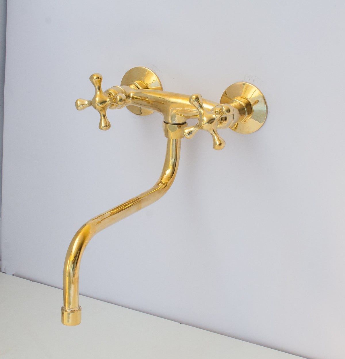 Antique Brass Kitchen Faucet - Wall Kitchen Faucet - handcrafted luxury Kitchen Faucets for kitchen and bathroom interiors by Brooklyn Brass