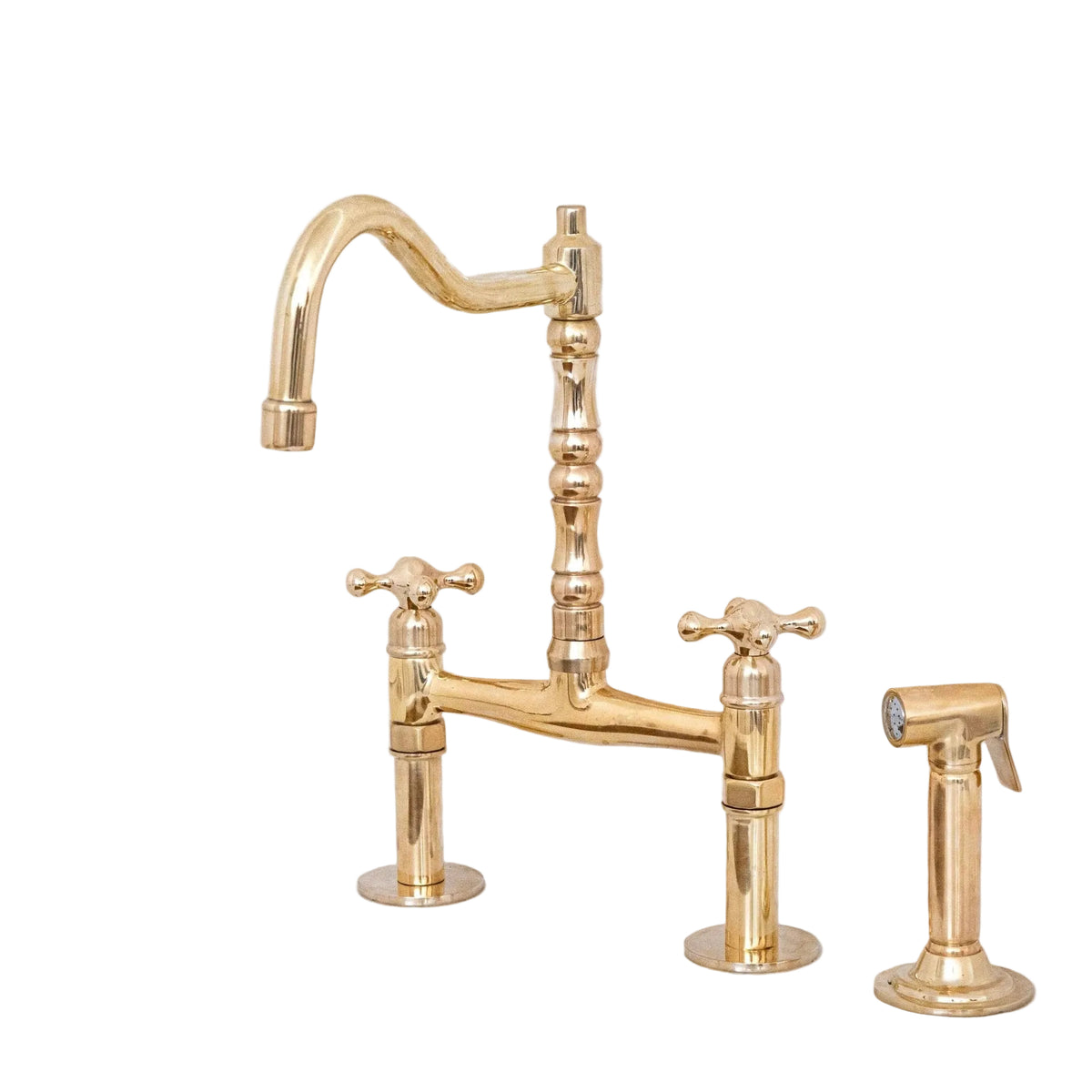 Antique Solid Brass Bridge Faucet, Vintage Kitchen Sink Tap - handcrafted luxury Kitchen Faucets for kitchen and bathroom interiors by Brooklyn Brass