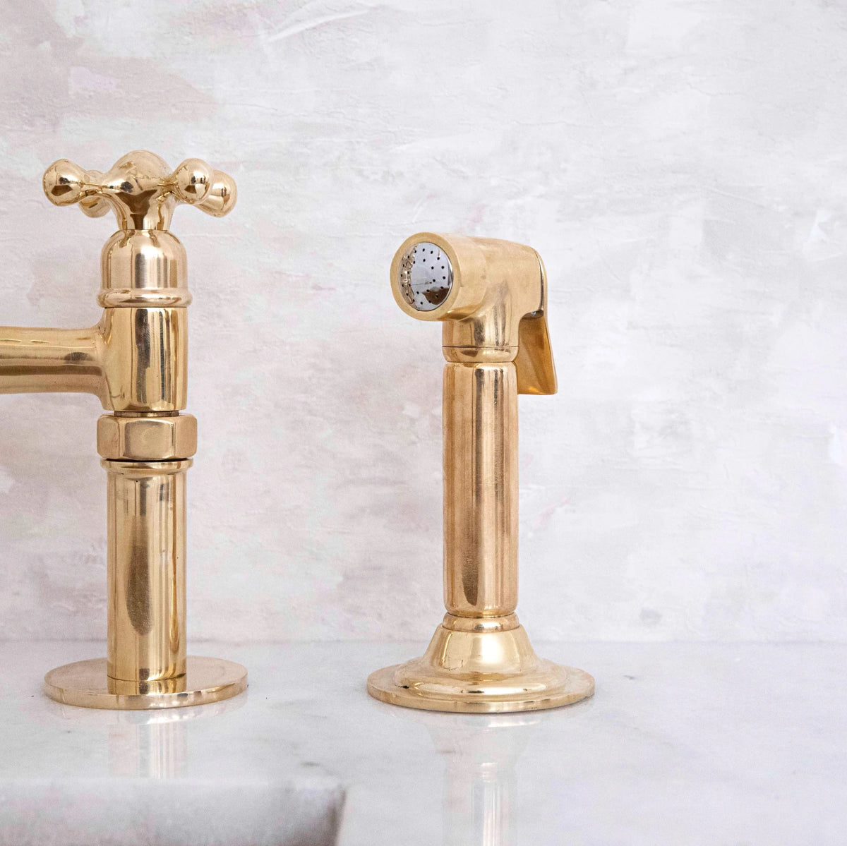 Antique Solid Brass Bridge Faucet, Vintage Kitchen Sink Tap - handcrafted luxury Kitchen Faucets for kitchen and bathroom interiors by Brooklyn Brass