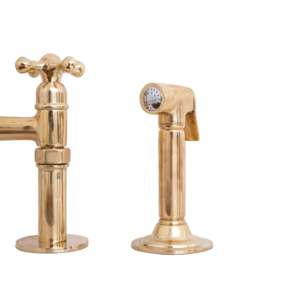 Antique Solid Brass Bridge Faucet, Vintage Kitchen Sink Tap - handcrafted luxury Kitchen Faucets for kitchen and bathroom interiors by Brooklyn Brass