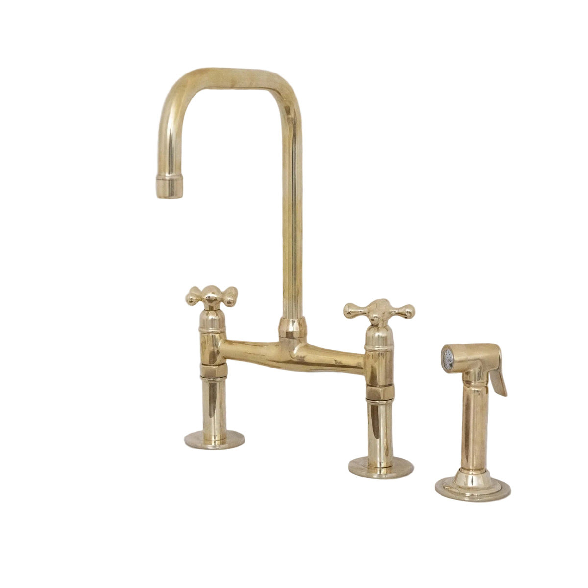 Antique Solid Brass Kitchen Bridge Faucet, Brass Kitchen Tap - handcrafted luxury Kitchen Faucets for kitchen and bathroom interiors by Brooklyn Brass