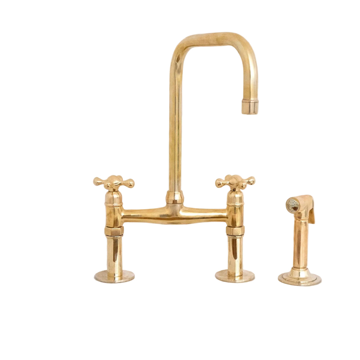 Antique Solid Brass Kitchen Bridge Faucet, Brass Kitchen Tap - handcrafted luxury Kitchen Faucets for kitchen and bathroom interiors by Brooklyn Brass