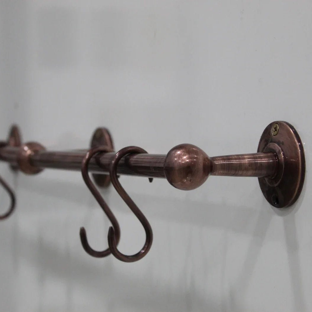 Handmade Vintage Copper Pot Rack, Rustic Wall Mount Kitchen Organizer - handcrafted luxury Hardware and Drains for kitchen and bathroom interiors by Brooklyn Brass