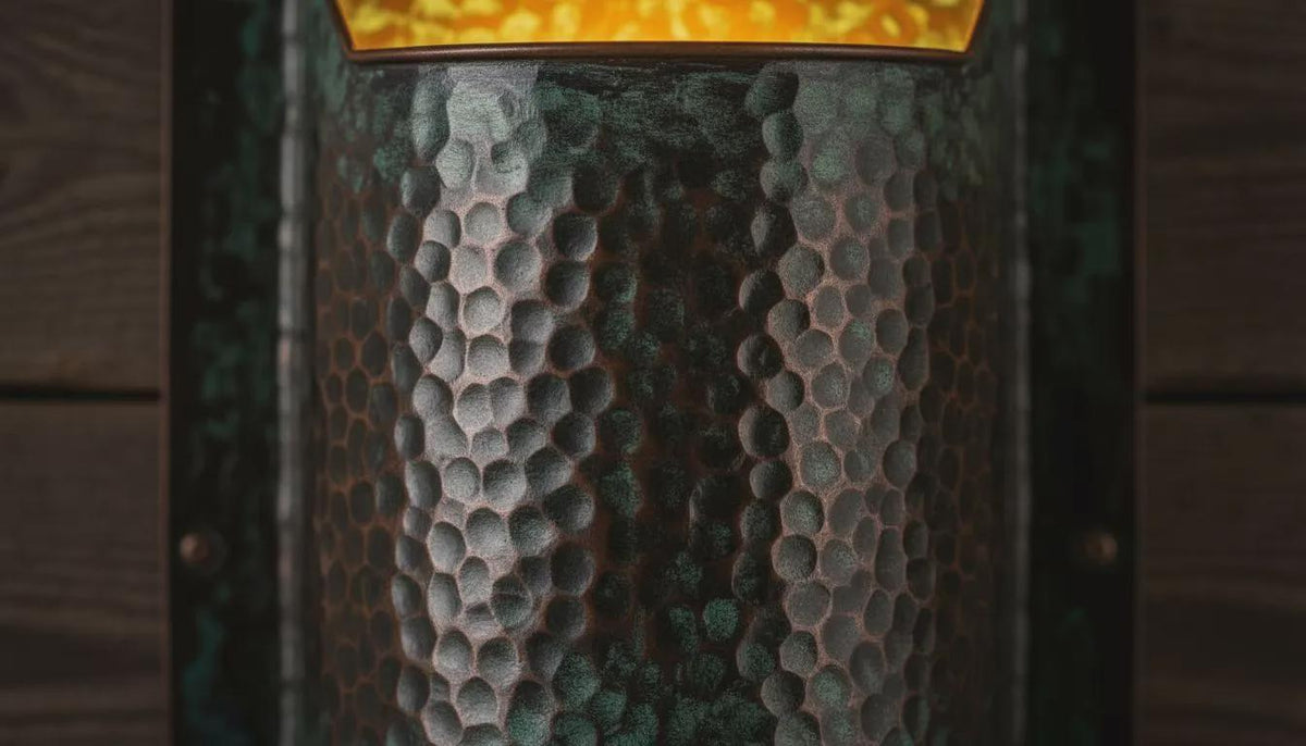 Artisan Copper Patina Wall Sconce: Farmhouse, Industrial, Modern Lighting - handcrafted luxury for kitchen and bathroom interiors by Brooklyn Brass