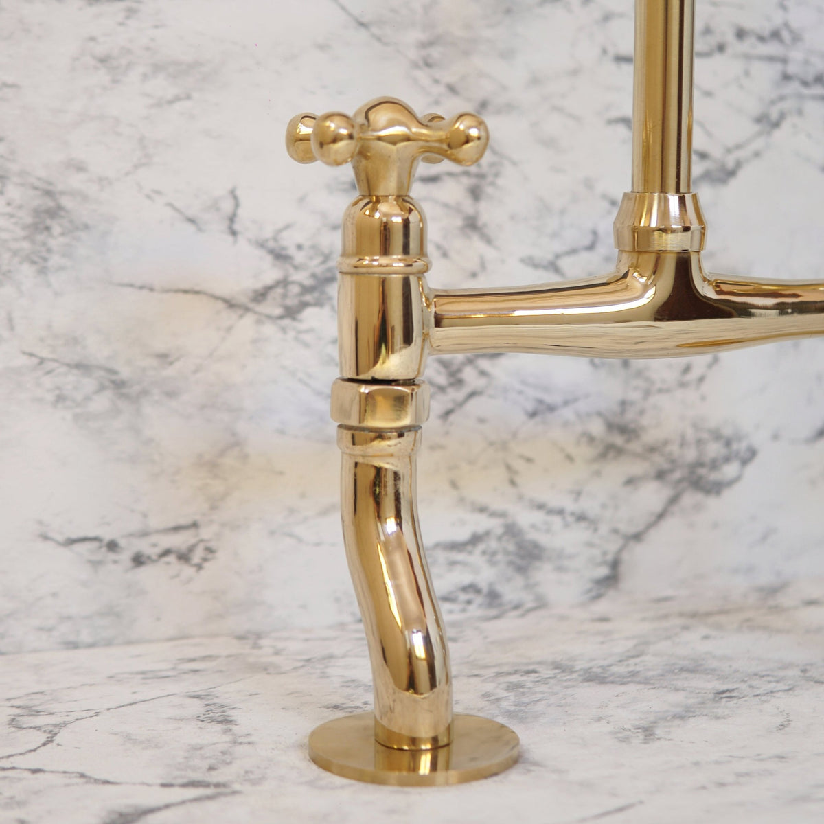 Brass Bridge Kitchen Faucet With Curved Legs - handcrafted luxury Kitchen Faucets for kitchen and bathroom interiors by Brooklyn Brass