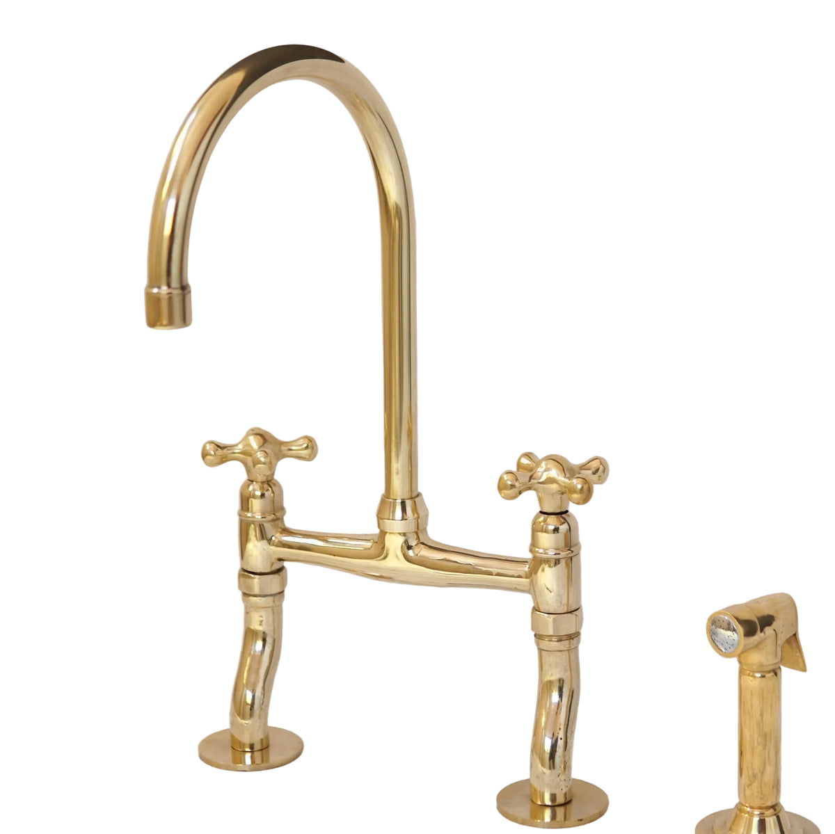 Brass Bridge Kitchen Faucet With Curved Legs - handcrafted luxury Kitchen Faucets for kitchen and bathroom interiors by Brooklyn Brass