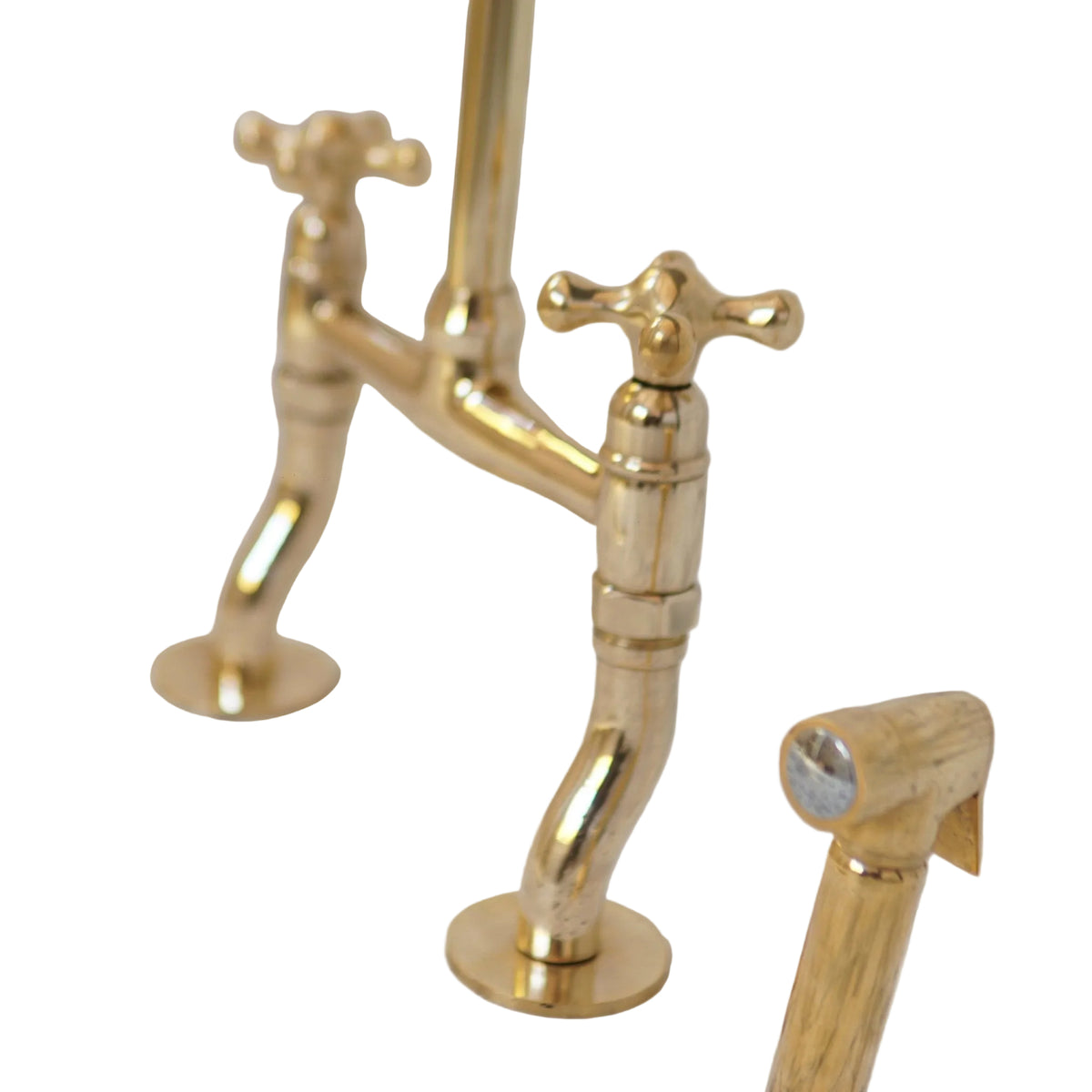 Brass Bridge Kitchen Faucet With Curved Legs - handcrafted luxury Kitchen Faucets for kitchen and bathroom interiors by Brooklyn Brass