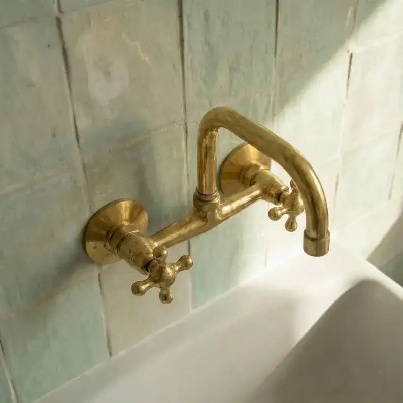 Brass Kitchen Faucet - Vintage Brass Kitchen Faucet - handcrafted luxury Kitchen Faucets for kitchen and bathroom interiors by Brooklyn Brass