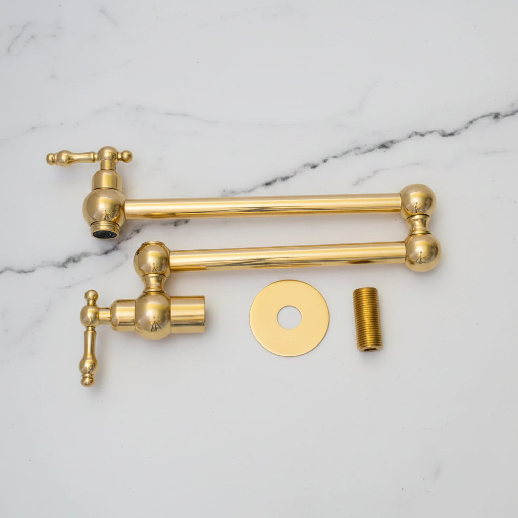Brass Pot Filler Faucet - handcrafted luxury Kitchen Faucets for kitchen and bathroom interiors by Brooklyn Brass
