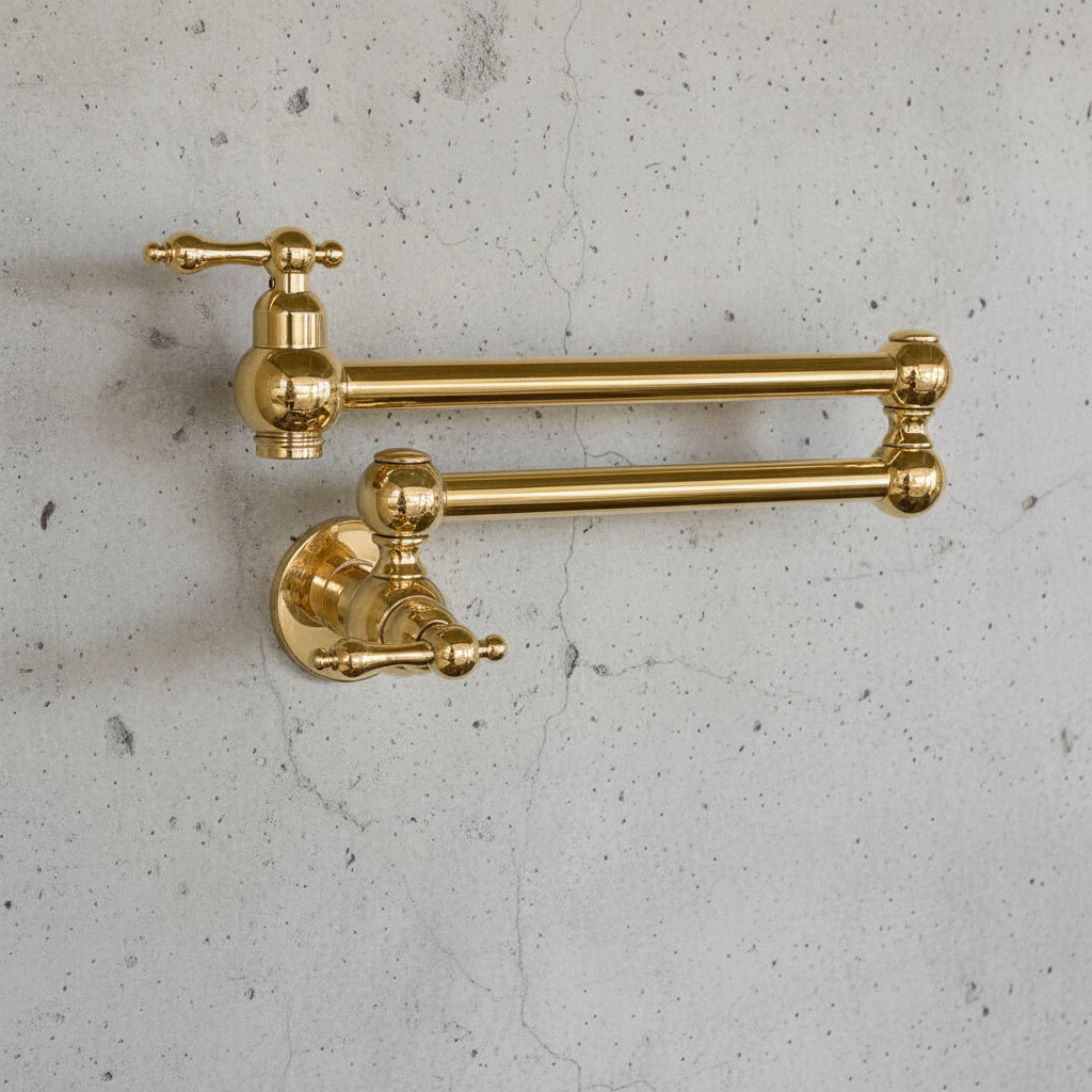 Brass Pot Filler Faucet - handcrafted luxury Kitchen Faucets for kitchen and bathroom interiors by Brooklyn Brass