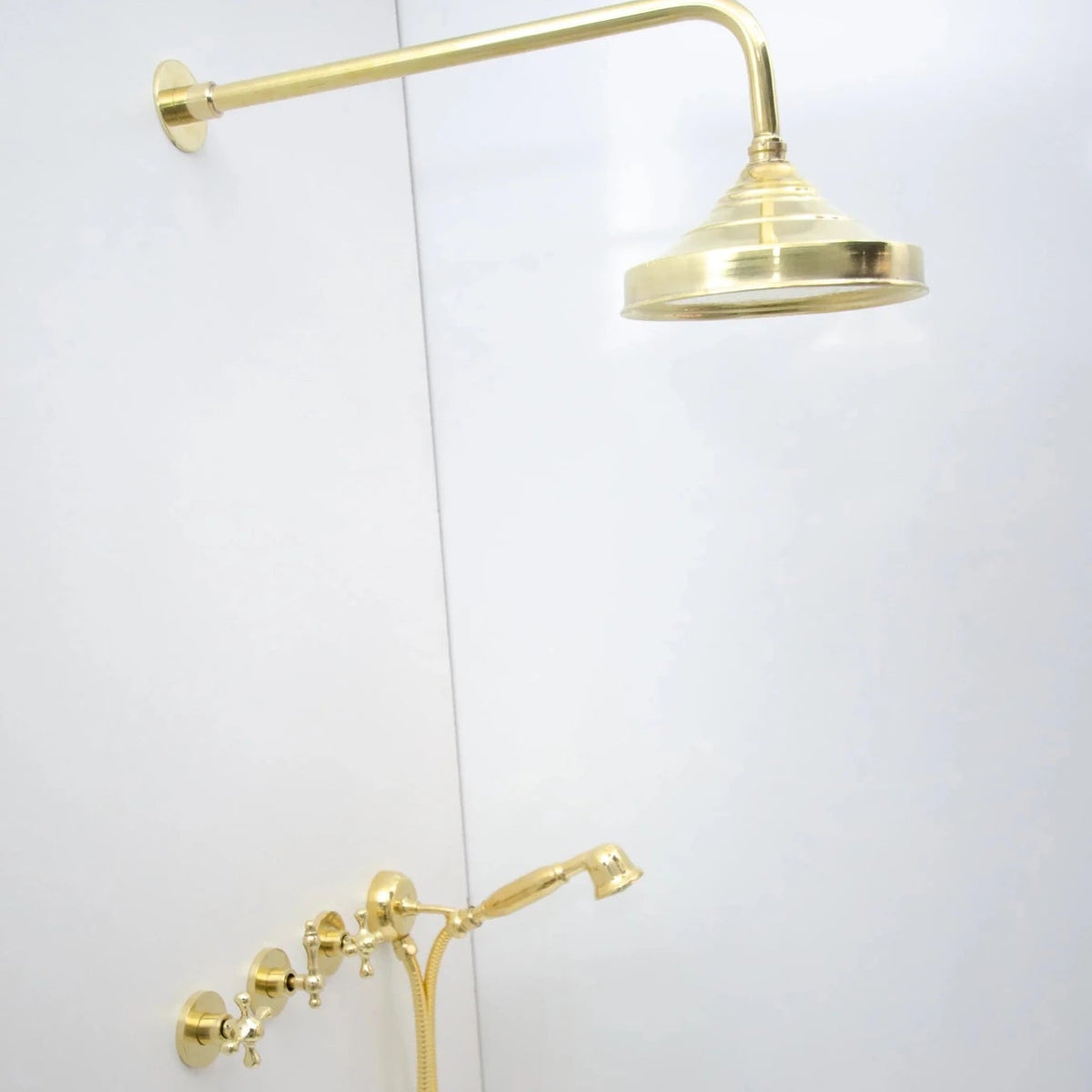 Brass Shower Fixtures - Dual Shower Head - handcrafted luxury Shower Systems for kitchen and bathroom interiors by Brooklyn Brass