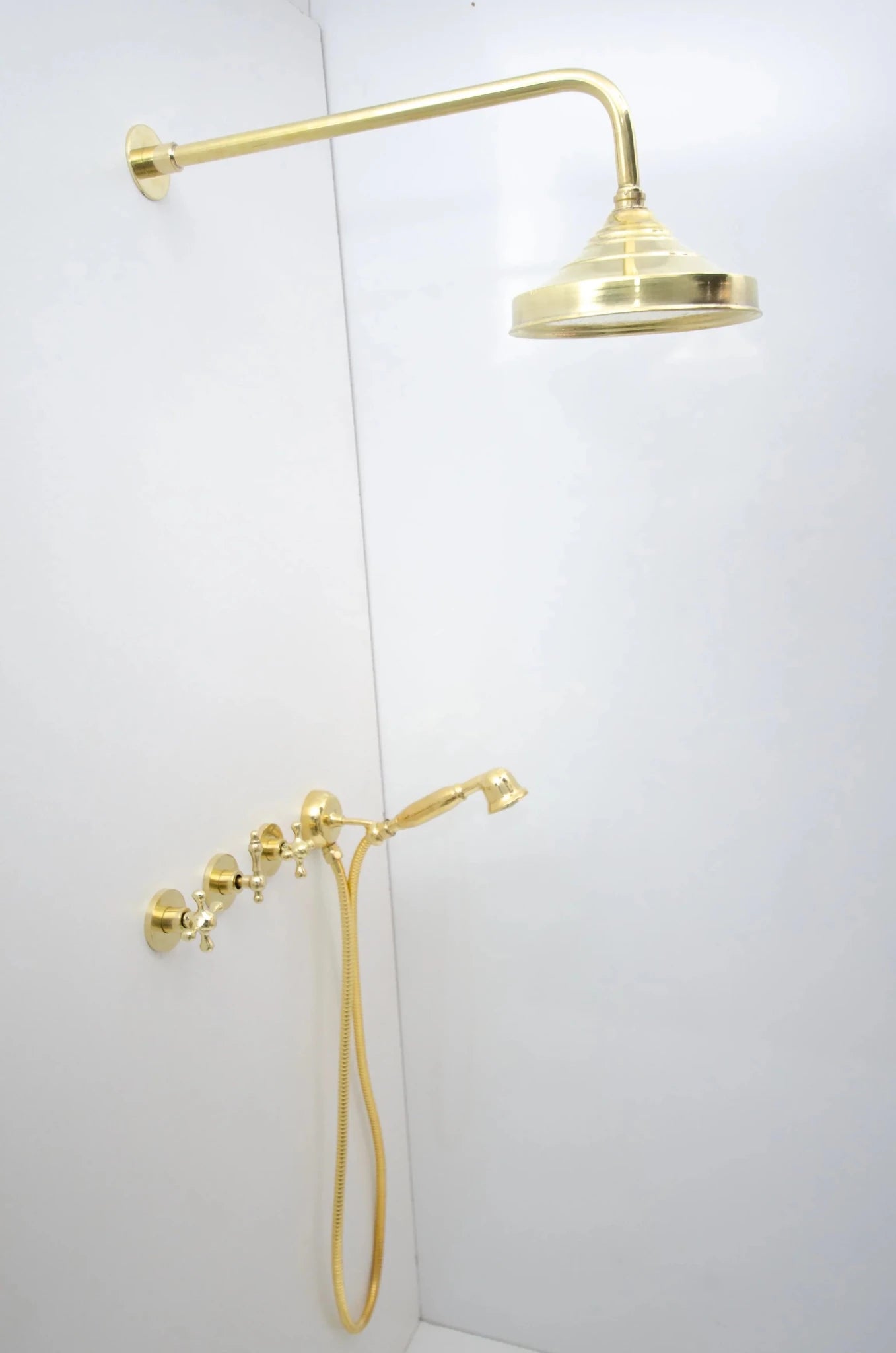 Brass Shower Fixtures - Dual Shower Head - handcrafted luxury Shower Systems for kitchen and bathroom interiors by Brooklyn Brass