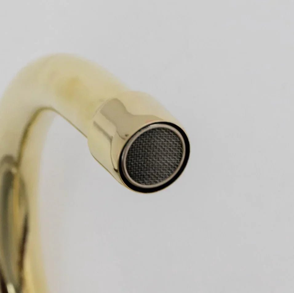 Brass Single Hole Bathroom Faucet, Antique Brass Gooseneck Bathroom Faucet - handcrafted luxury Bathroom Faucets for kitchen and bathroom interiors by Brooklyn Brass