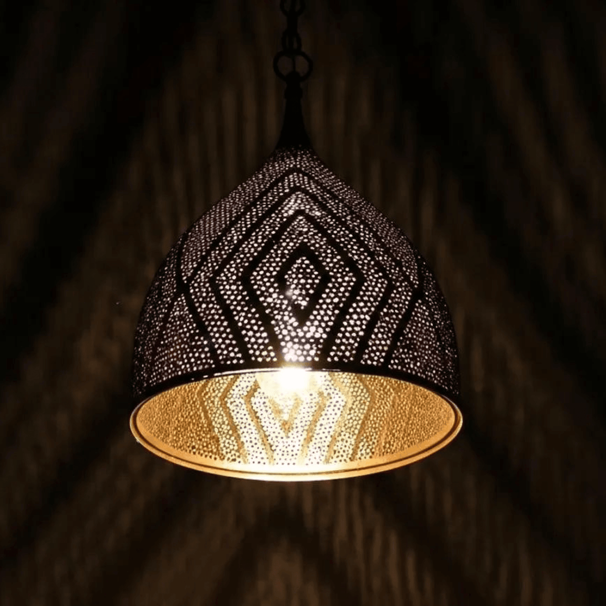 Brass Teardrop Pendant Light – Pierced Moroccan - Style Ceiling Lamp - handcrafted luxury for kitchen and bathroom interiors by Brooklyn Brass