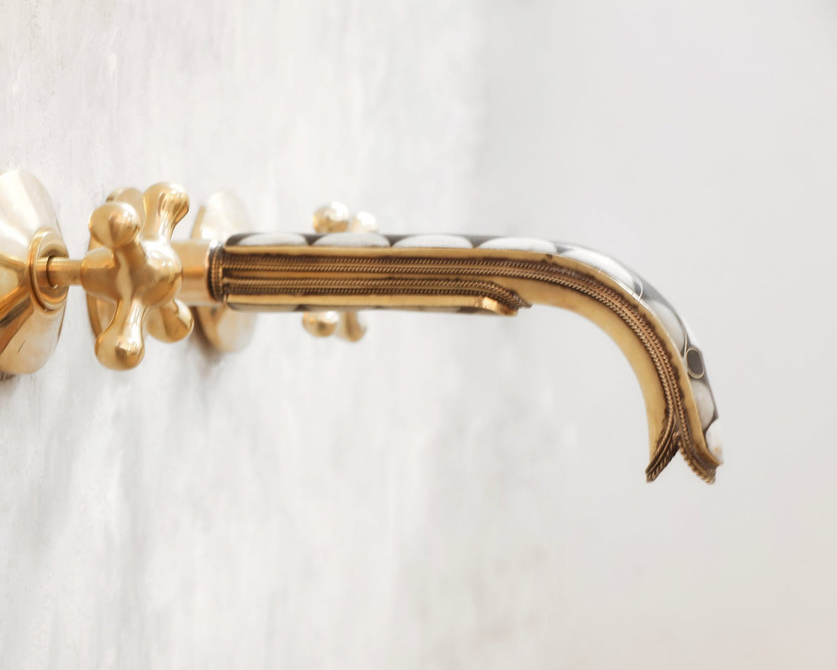 Brass Wall Mounted Faucet for Bathroom - handcrafted luxury Bathroom Faucets for kitchen and bathroom interiors by Brooklyn Brass