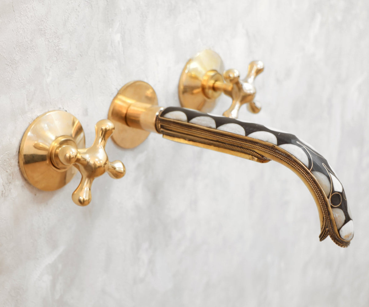 Brass Wall Mounted Faucet for Bathroom - handcrafted luxury Bathroom Faucets for kitchen and bathroom interiors by Brooklyn Brass