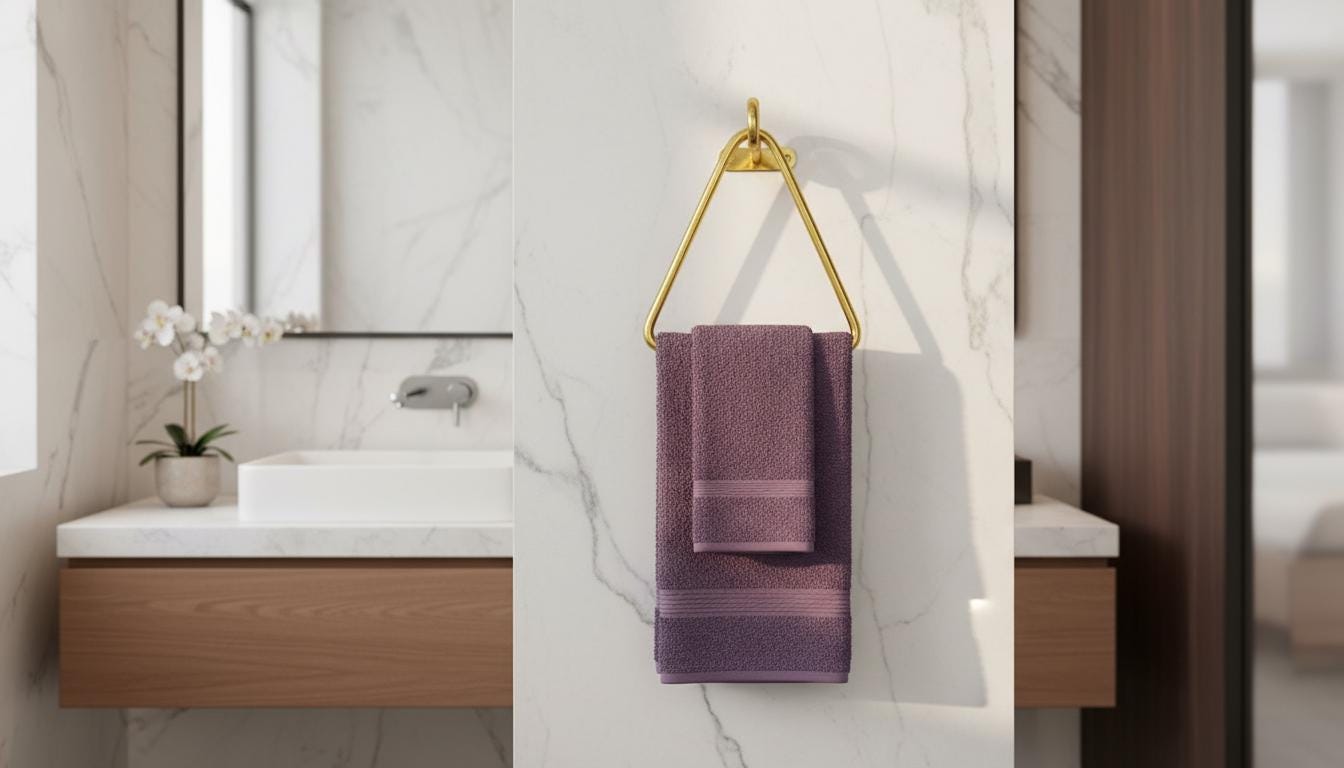 Brushed Gold Solid Brass Triangle Towel Ring – Modern Geometric Wall Mount Holder - handcrafted luxury for kitchen and bathroom interiors by Brooklyn Brass