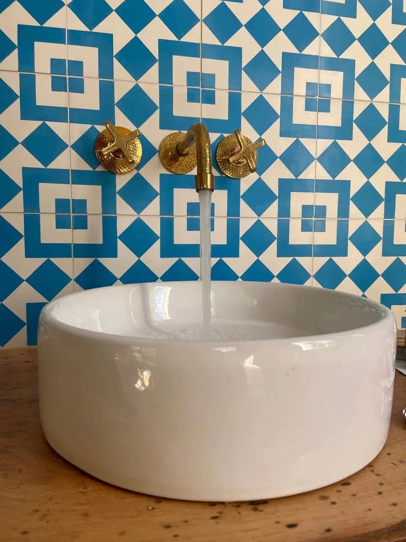 Built In Brass Bathroom Faucet - Hammered Wall Sink Faucet - handcrafted luxury Bathroom Faucets for kitchen and bathroom interiors by Brooklyn Brass