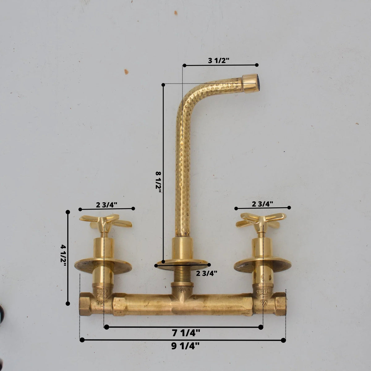 Built In Brass Bathroom Faucet - Hammered Wall Sink Faucet - handcrafted luxury Bathroom Faucets for kitchen and bathroom interiors by Brooklyn Brass