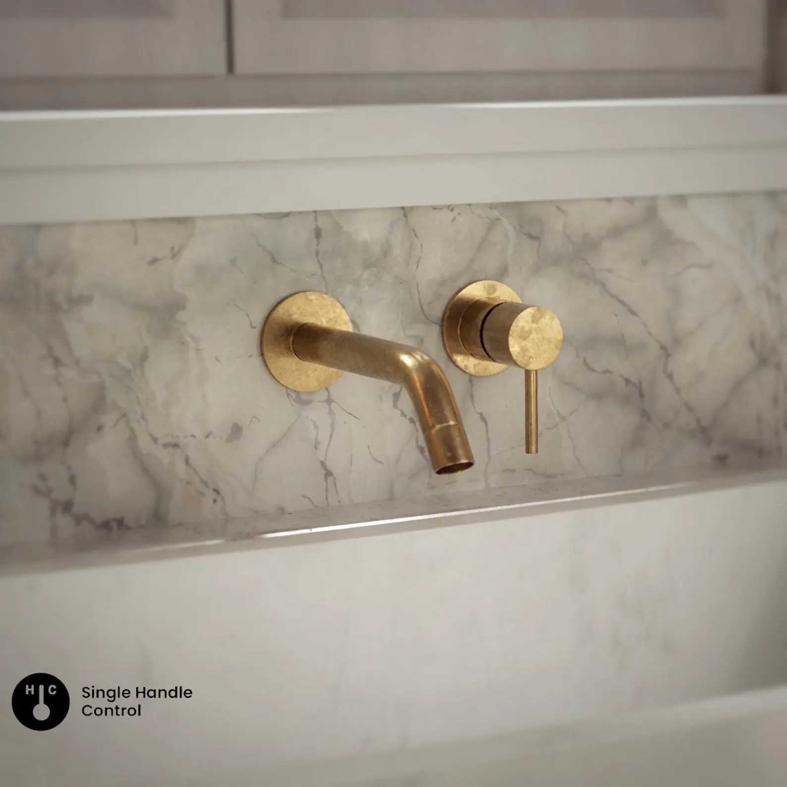 Built In Wall Mount Brass Bathroom Faucet Vanity Sink Faucet Vintage Brass Fixture - handcrafted luxury Bathroom Faucets for kitchen and bathroom interiors by Brooklyn Brass