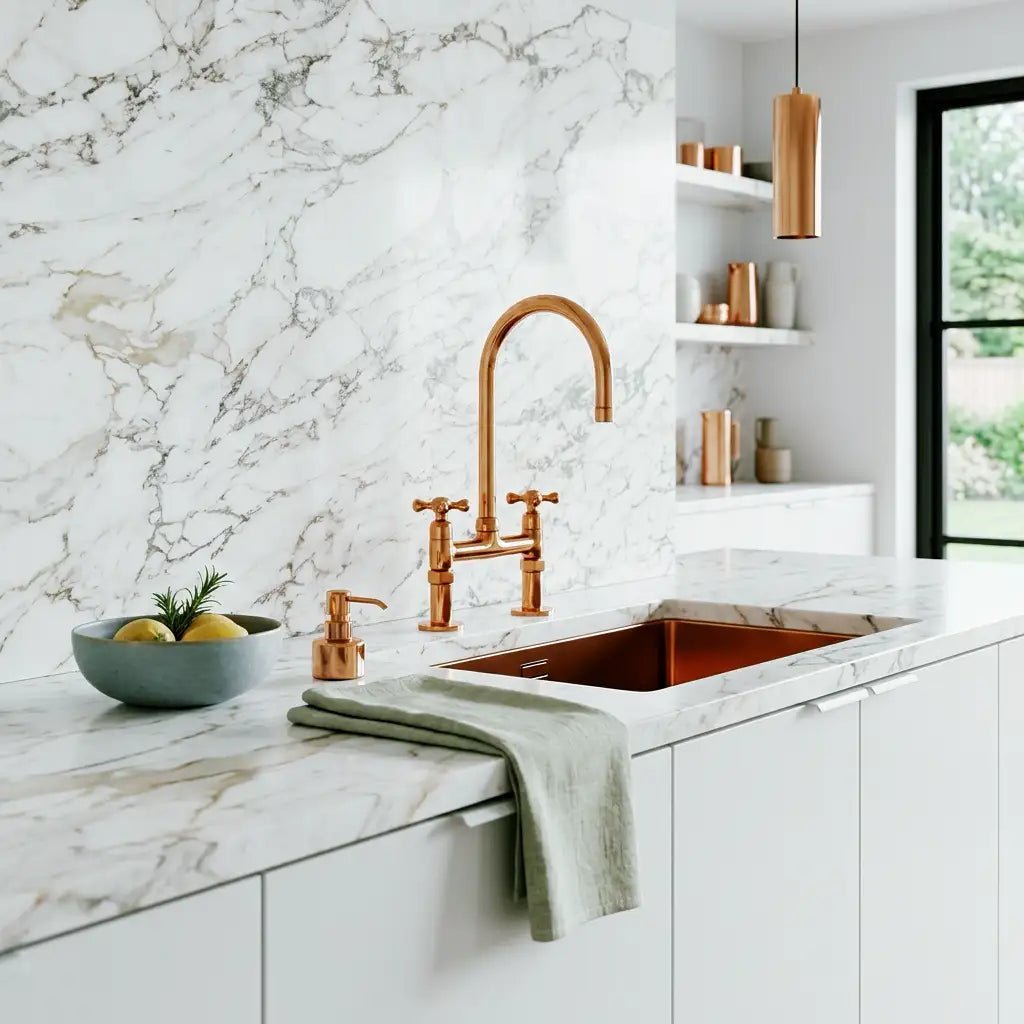 Copper Bridge Faucet, Vintage Kitchen Sink Faucet, Copper Tap - handcrafted luxury Kitchen Faucets for kitchen and bathroom interiors by Brooklyn Brass