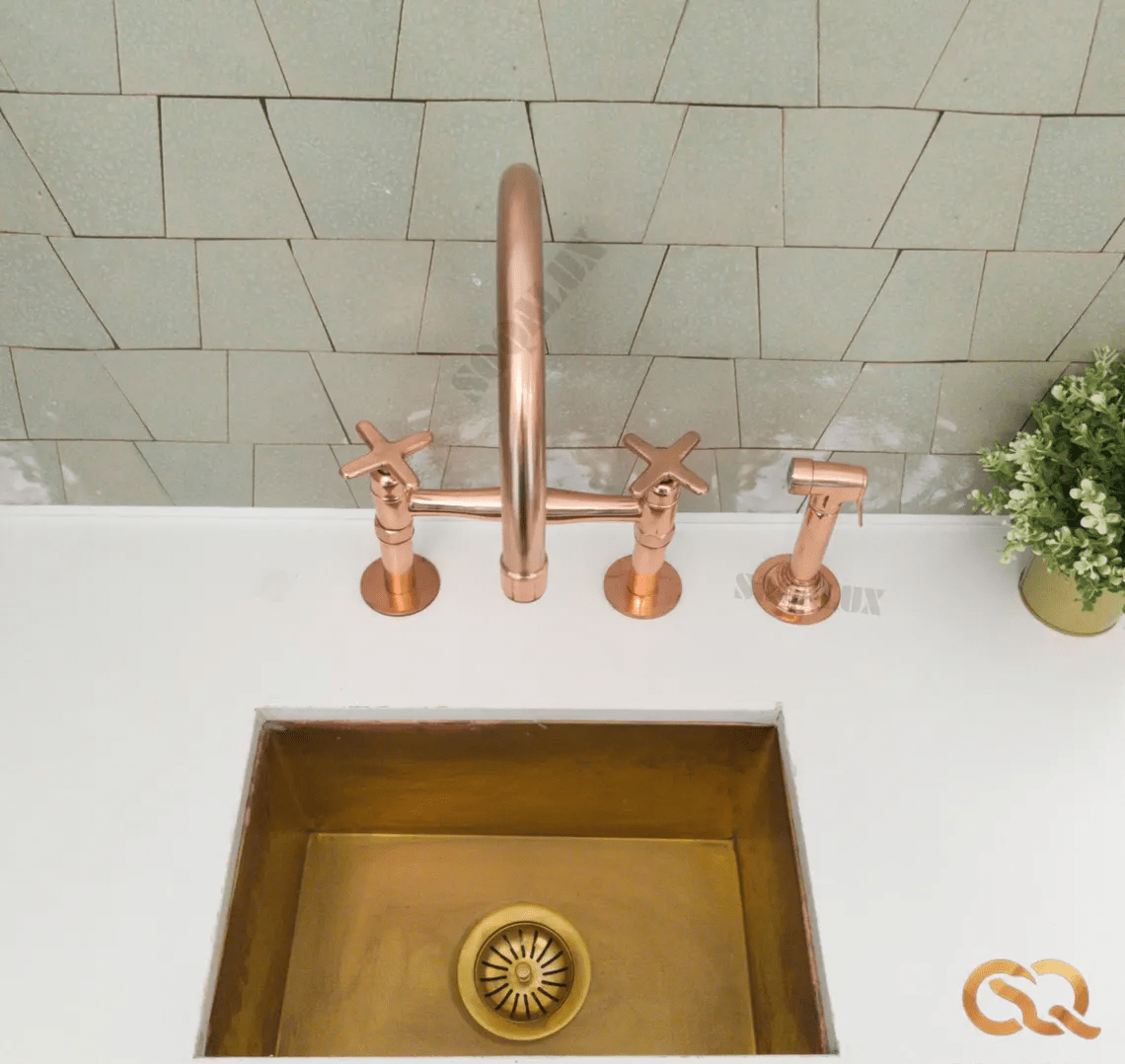 Copper Bridge Faucet, Vintage Kitchen Sink Faucet, Copper Tap - handcrafted luxury Kitchen Faucets for kitchen and bathroom interiors by Brooklyn Brass