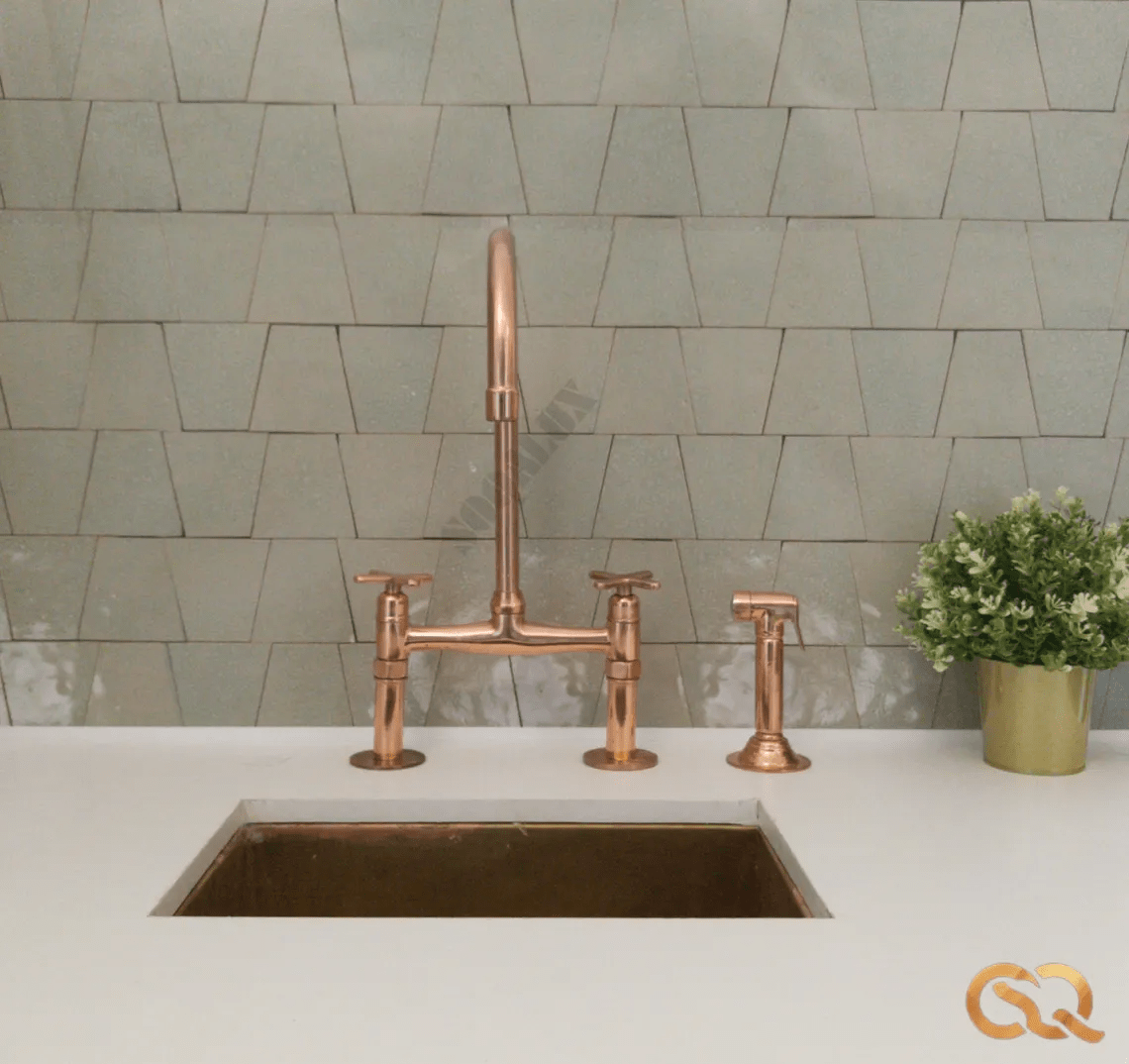 Copper Bridge Faucet, Vintage Kitchen Sink Faucet, Copper Tap - handcrafted luxury Kitchen Faucets for kitchen and bathroom interiors by Brooklyn Brass