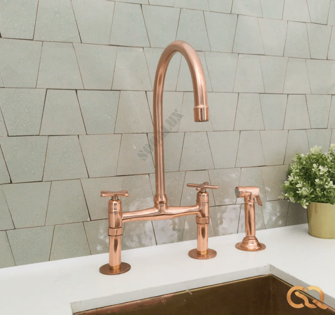 Copper Bridge Faucet, Vintage Kitchen Sink Faucet, Copper Tap - handcrafted luxury Kitchen Faucets for kitchen and bathroom interiors by Brooklyn Brass