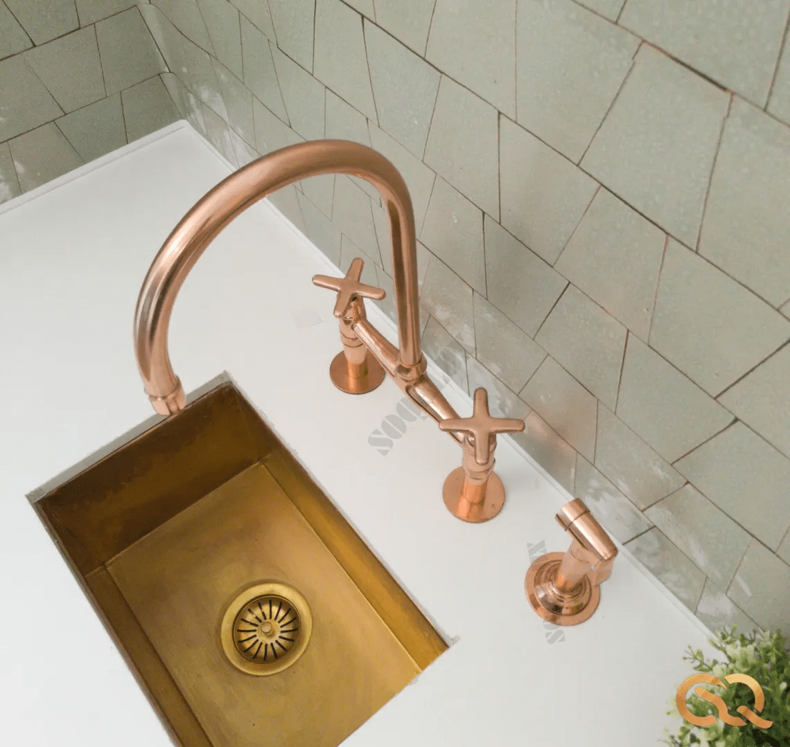 Copper Bridge Faucet, Vintage Kitchen Sink Faucet, Copper Tap - handcrafted luxury Kitchen Faucets for kitchen and bathroom interiors by Brooklyn Brass