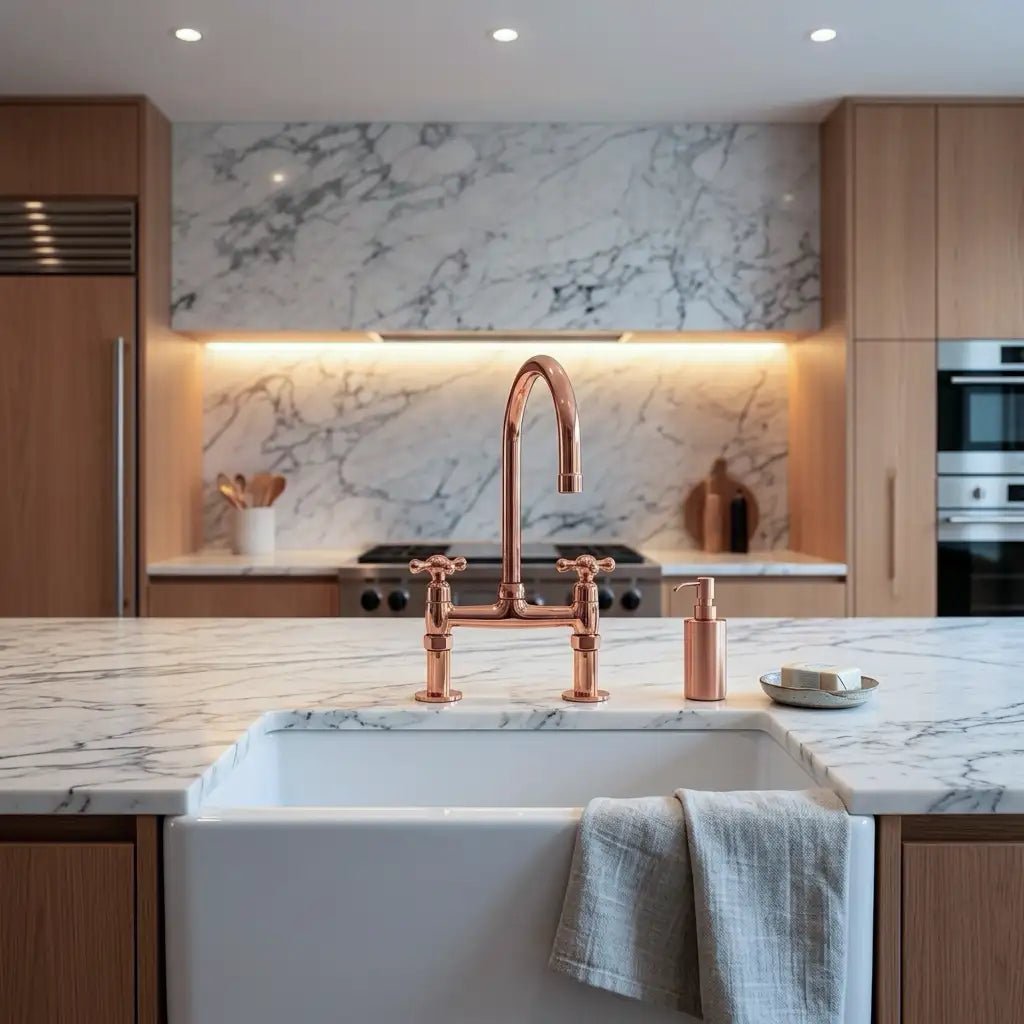 Copper Bridge Faucet, Vintage Kitchen Sink Faucet, Copper Tap - handcrafted luxury Kitchen Faucets for kitchen and bathroom interiors by Brooklyn Brass