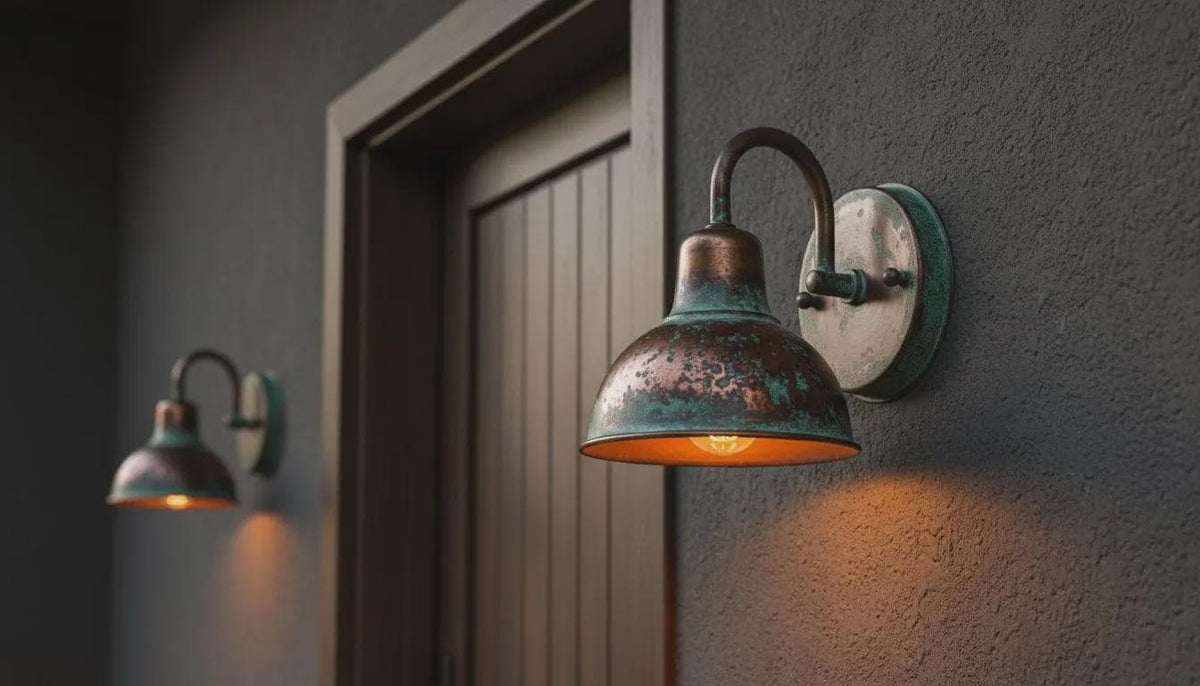Copper Gooseneck Wall Light – Rustic Patina Outdoor Farmhouse Sconce* - handcrafted luxury for kitchen and bathroom interiors by Brooklyn Brass