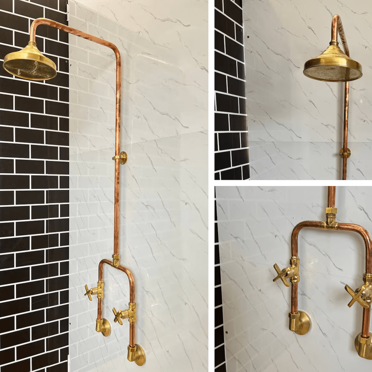 Copper Outdoor Shower ,Exposed Wall Mounted Copper Shower System ,Industrial design Shower - handcrafted luxury Shower Systems for kitchen and bathroom interiors by Brooklyn Brass