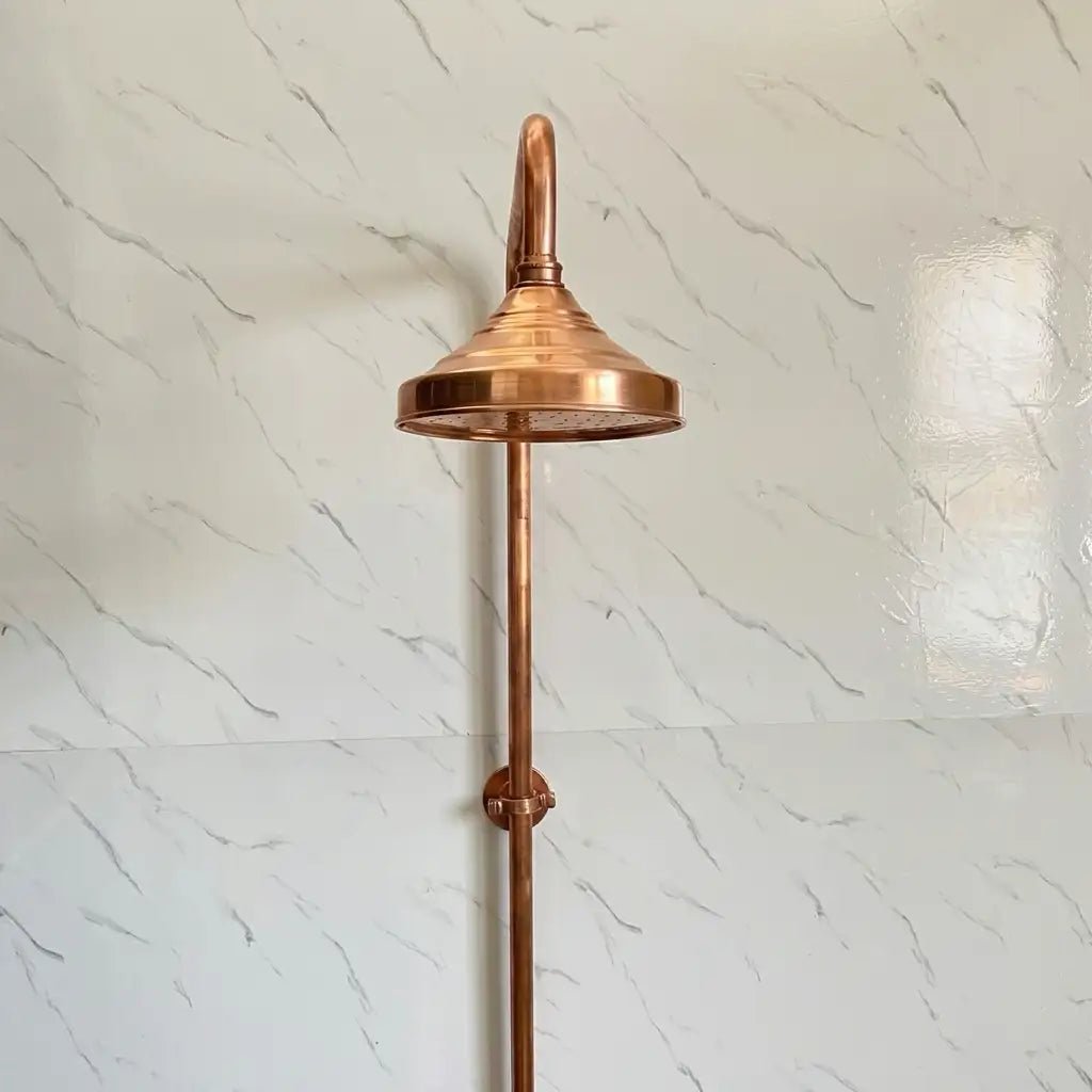 Copper Outdoor Shower System - Solid Copper Wall Mounted - handcrafted luxury Shower Systems for kitchen and bathroom interiors by Brooklyn Brass