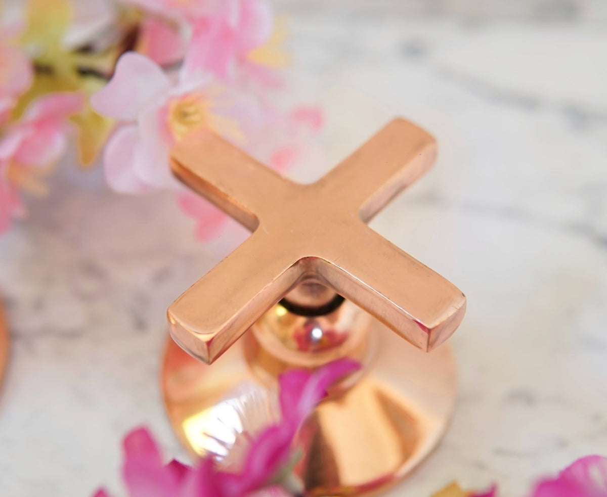 Copper Widespread 3 holes Deck mounted Faucet - Vanity Sink Bathroom Tap - handcrafted luxury Bathroom Faucets for kitchen and bathroom interiors by Brooklyn Brass