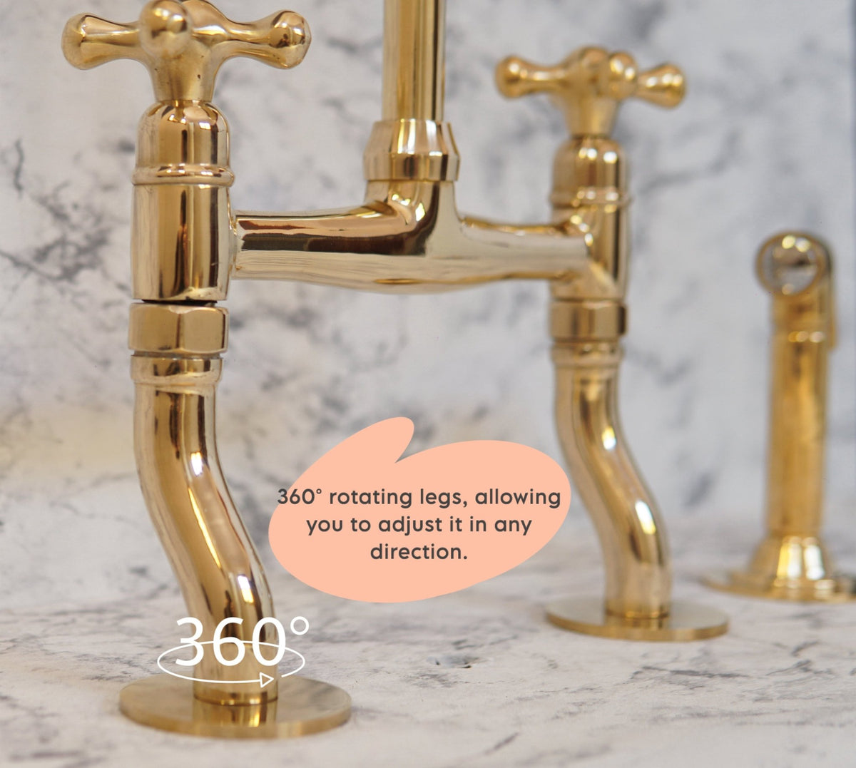 Curved Legs Brass Bridge Faucet, Kitchen Tap - handcrafted luxury Kitchen Faucets for kitchen and bathroom interiors by Brooklyn Brass
