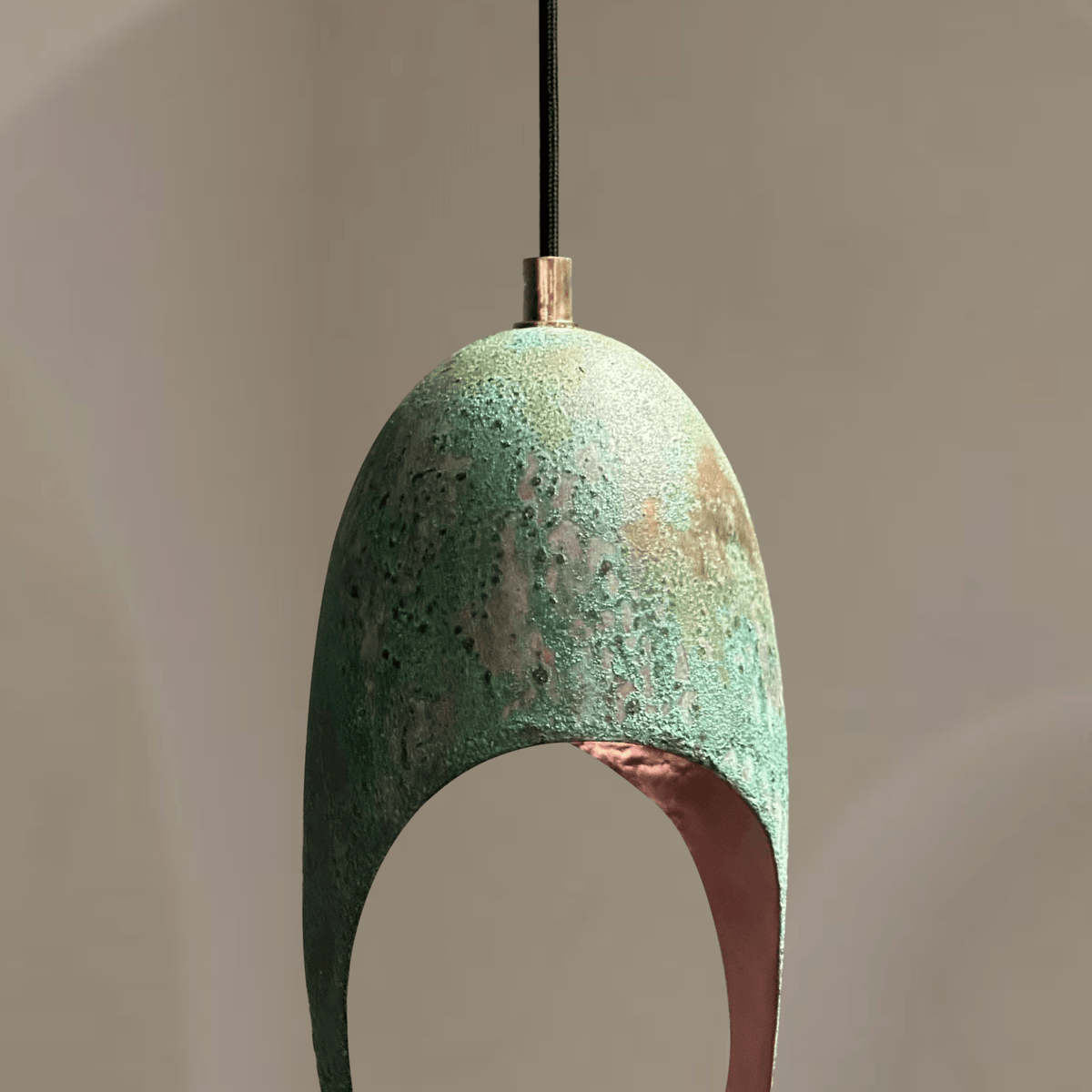 Green Patina Copper Pendant – Cutout Dome Ceiling Light for Rustic Decor - handcrafted luxury for kitchen and bathroom interiors by Brooklyn Brass
