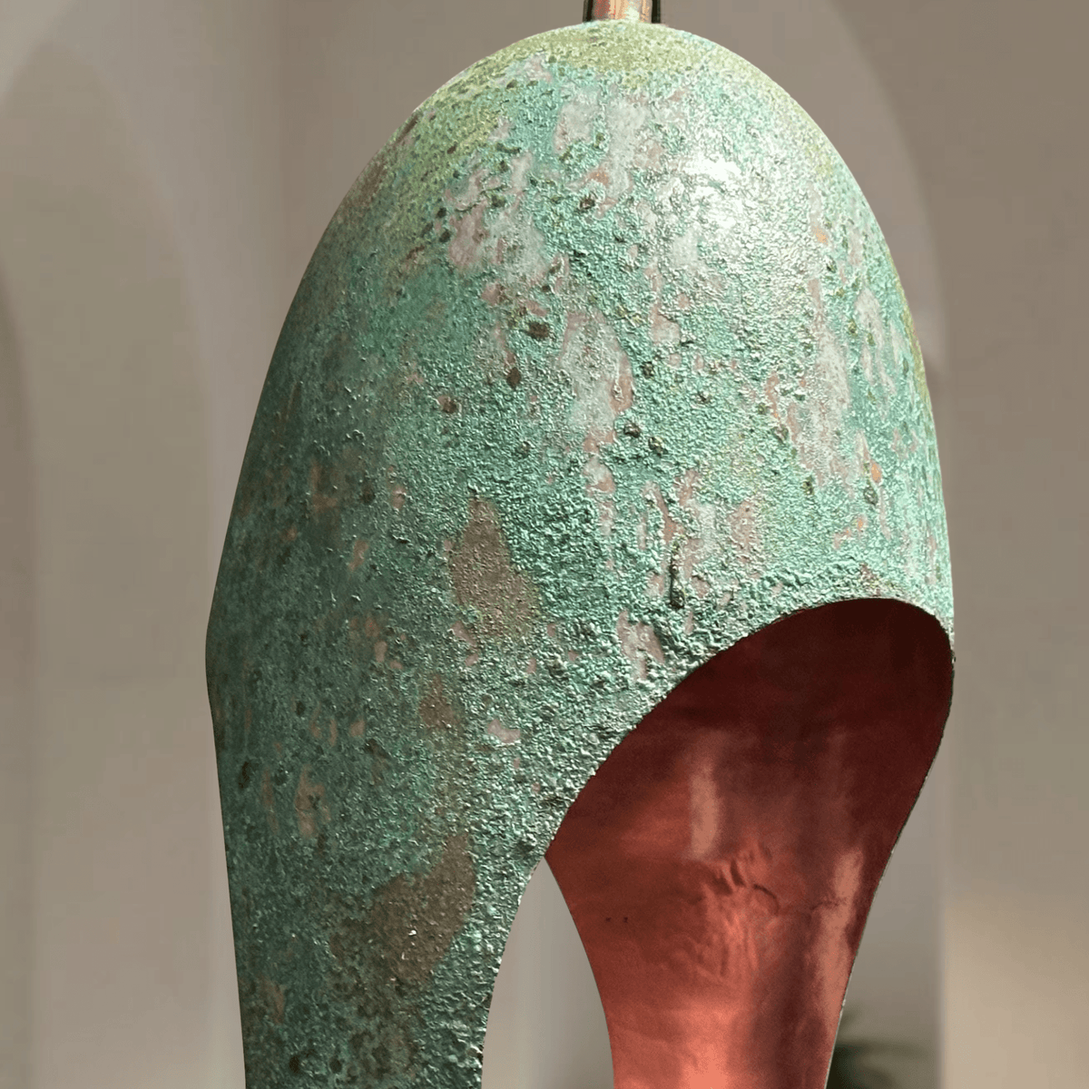 Green Patina Copper Pendant – Cutout Dome Ceiling Light for Rustic Decor - handcrafted luxury for kitchen and bathroom interiors by Brooklyn Brass