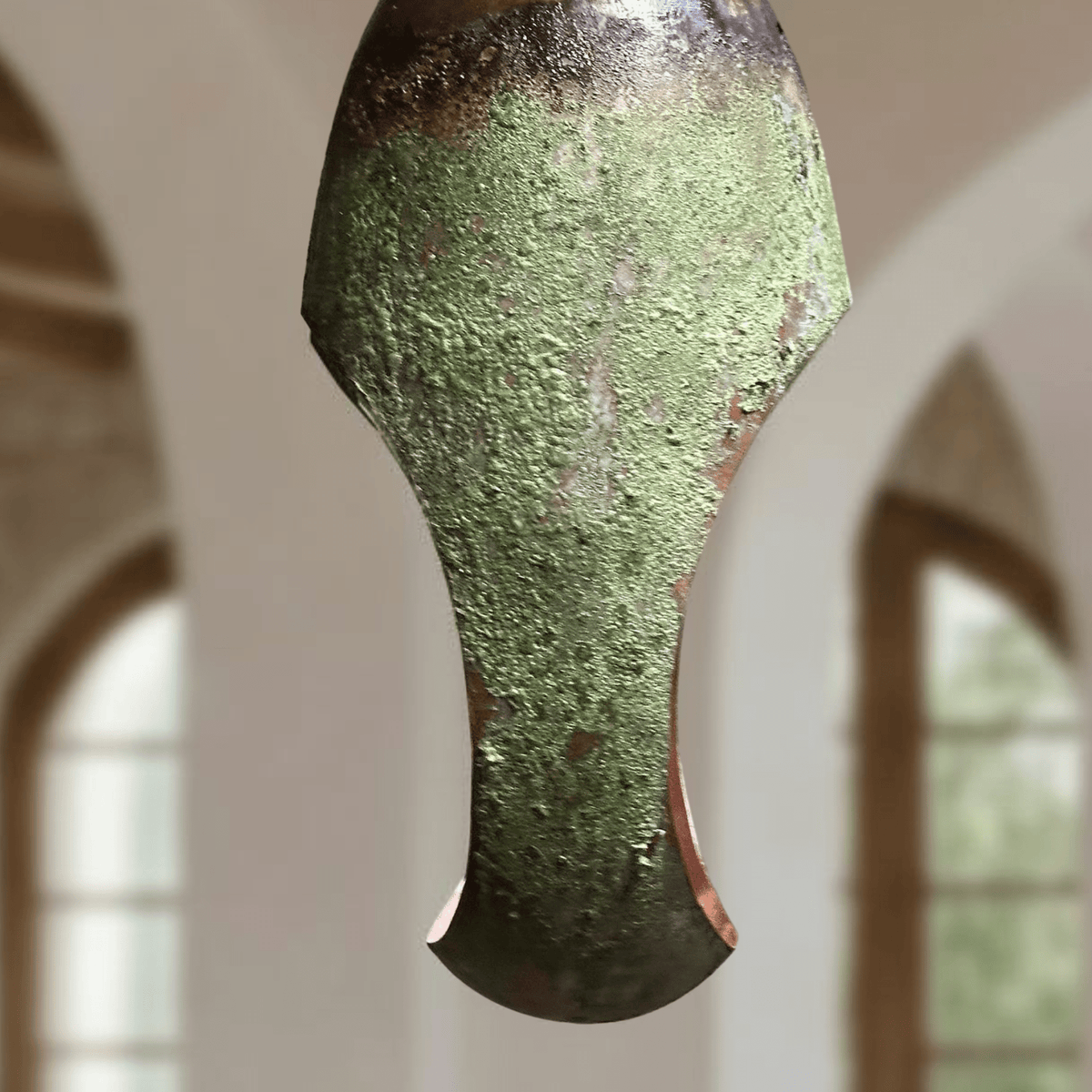 Green Patina Copper Pendant – Oval Cutout Ceiling Light for Rustic Decor - handcrafted luxury for kitchen and bathroom interiors by Brooklyn Brass