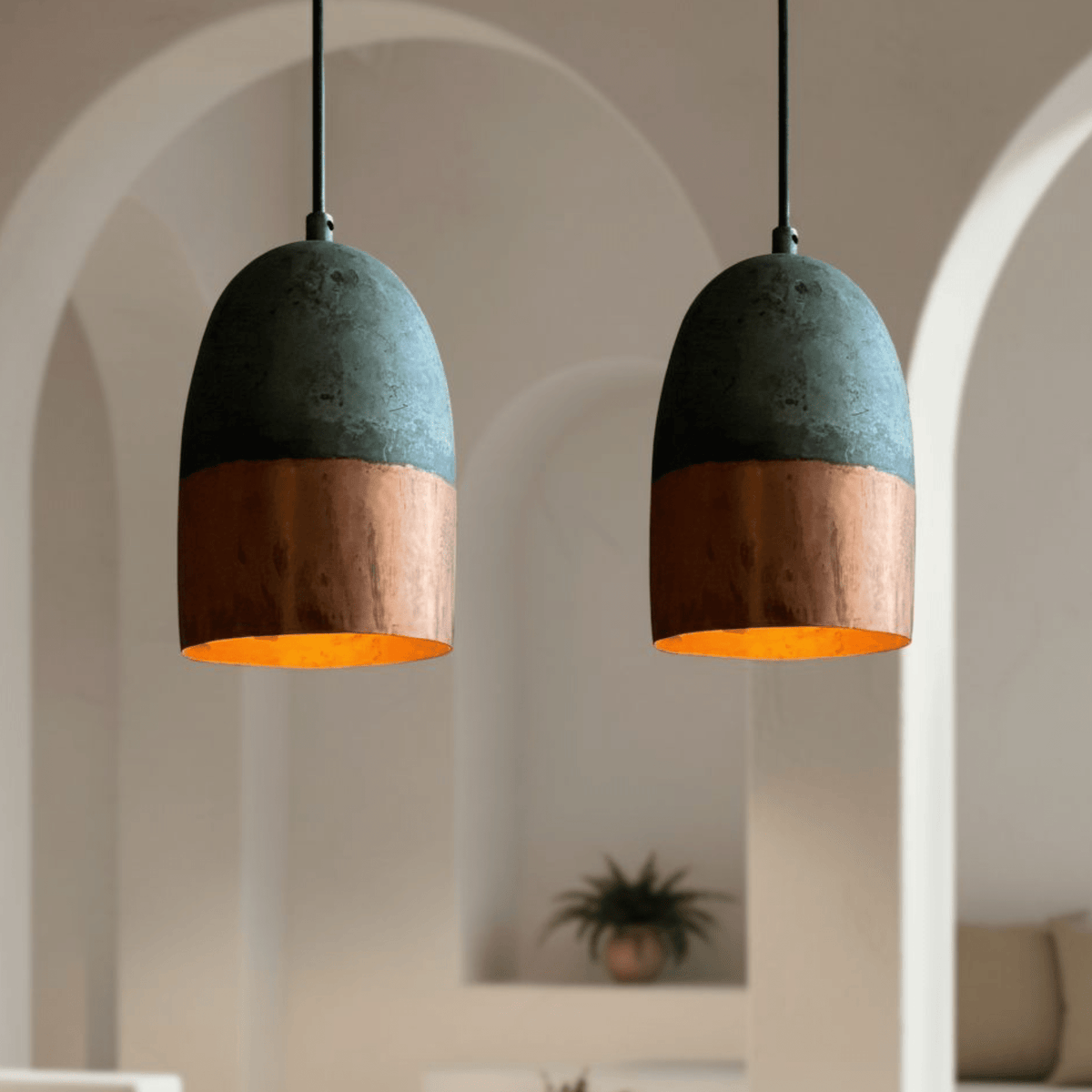 Green Patina Pendant for Vintage Dining or Bar Lighting - handcrafted luxury for kitchen and bathroom interiors by Brooklyn Brass
