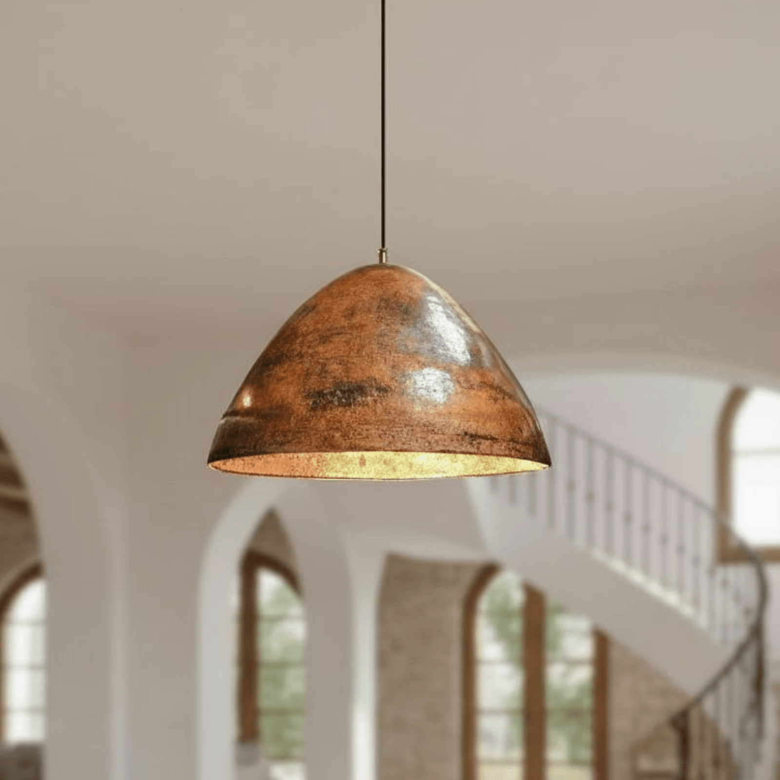 Hammered Copper Dome Pendant – Rustic Ceiling Light for Kitchen Islands - handcrafted luxury for kitchen and bathroom interiors by Brooklyn Brass